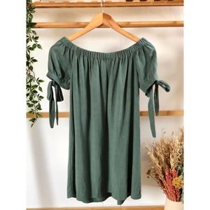Lulu's Green Off Shoulder Dress